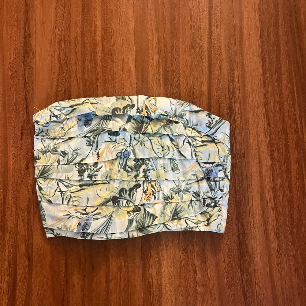 Abercrombie & Fitch Floral Strapless Top - Blue and Yellow